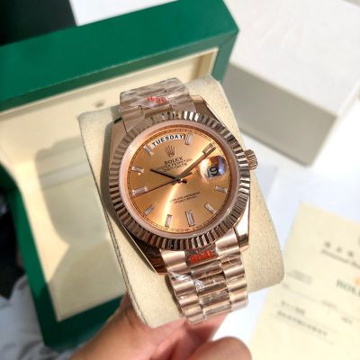 ROLEX Day-date 41MM Gold 904L Steel 8205 Movement Rose Gold Watch